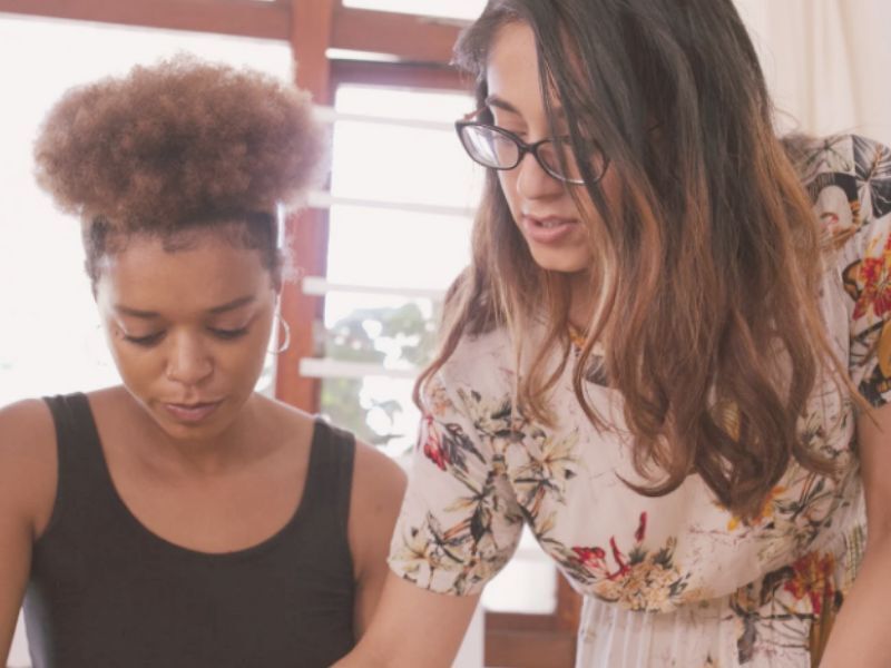 woman working with employee